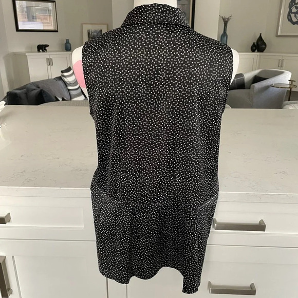 Tommy Hilfiger Sleeveless Collared Print Top w Keyhole Black + White Sz M NWOT - Picture 6 of 13